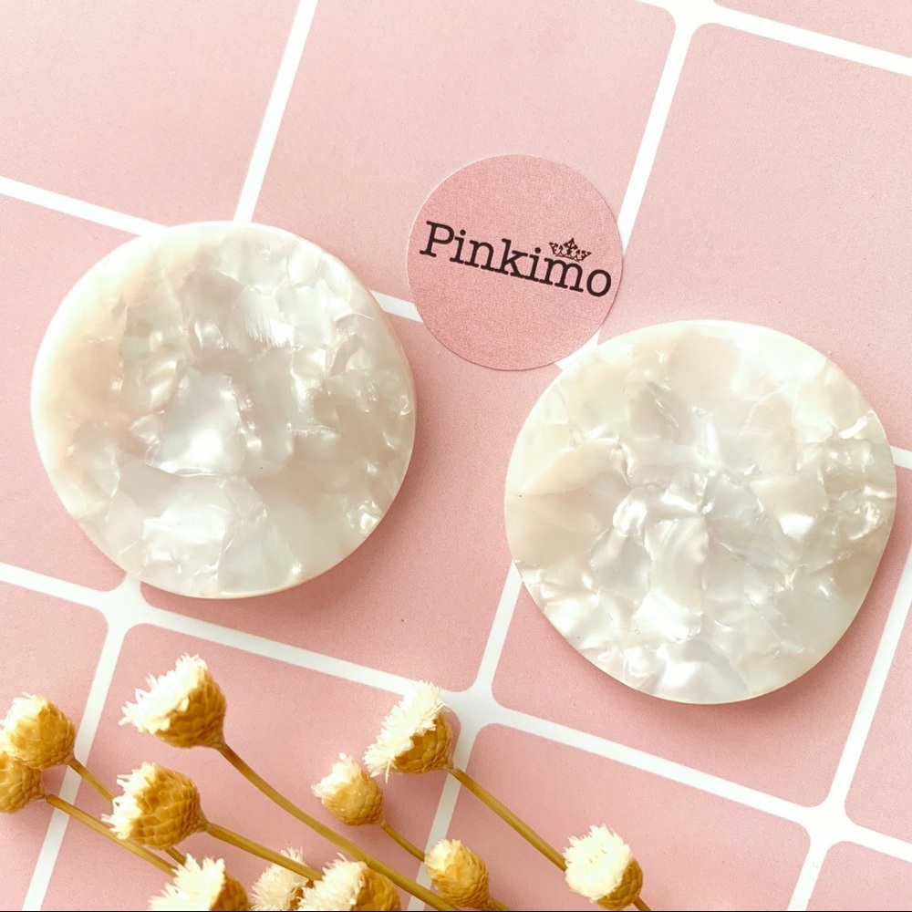Round Waved Marble Pattern Acrylic Earrings
